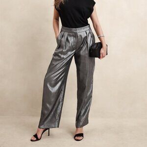 Banana Republic Silver Relaxed Lamé Trouser NEW WITH TAG